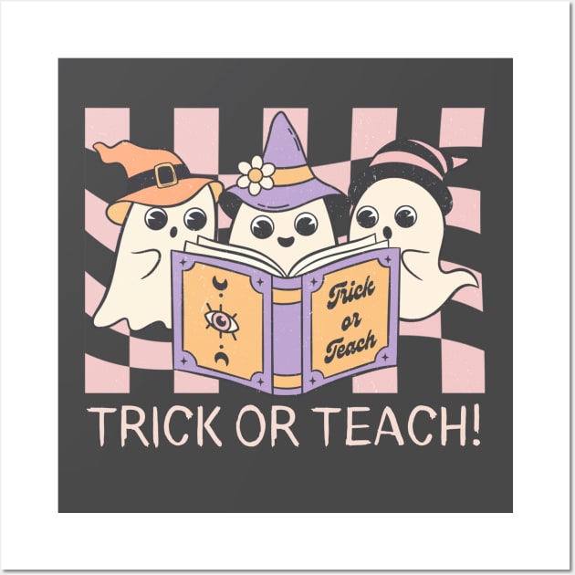 Groovy Halloween Trick or Teach Retro Ghost Teacher Wall Art by K.C Designs
